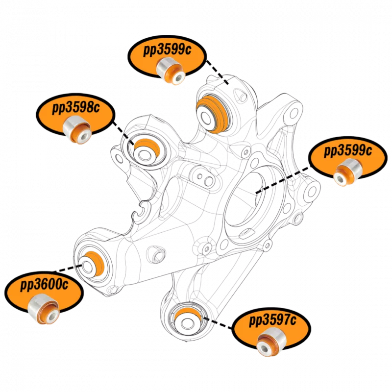 Поліуретановий сайлентблок задньої цапфи верхній передній Tesla Model 3 2017- 1188411-00-F; 118841100F; 1188416-00-G; 118841600G;