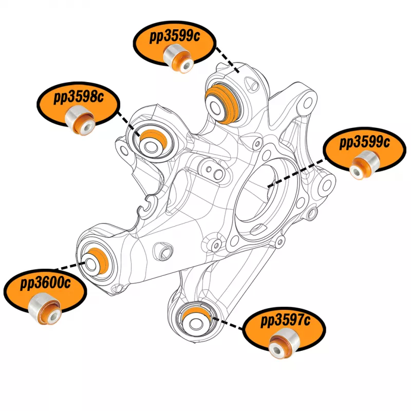 Поліуретановий сайлентблок задньої цапфи верхній передній Tesla Model 3 2017- 1188411-00-F; 118841100F; 1188416-00-G; 118841600G;