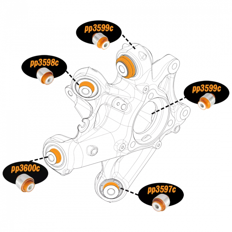 Поліуретановий сайлентблок задньої цапфи замість плаваючого верхній Tesla Model 3 2017- 1188411-00-F; 118841100F; 1188416-00-G; 118841600G;
