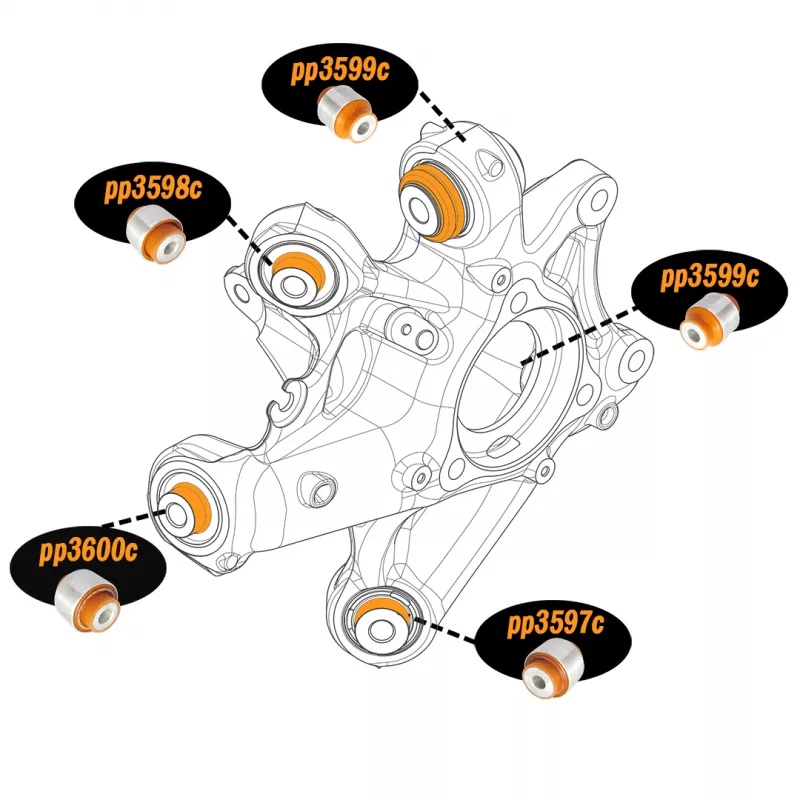 Поліуретановий сайлентблок задньої цапфи замість плаваючого верхній Tesla Model 3 2017- 1188411-00-F; 118841100F; 1188416-00-G; 118841600G;