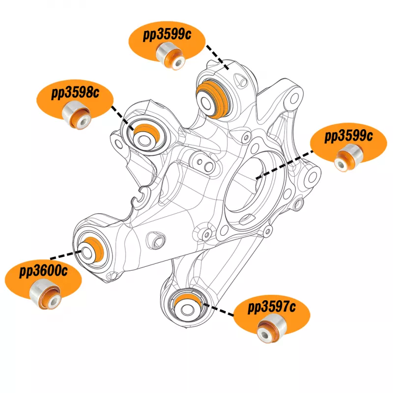 Поліуретановий сайлентблок задньої цапфи по середині Tesla Model 3 2017- 1188411-00-F; 118841100F; 1188416-00-G; 118841600G;