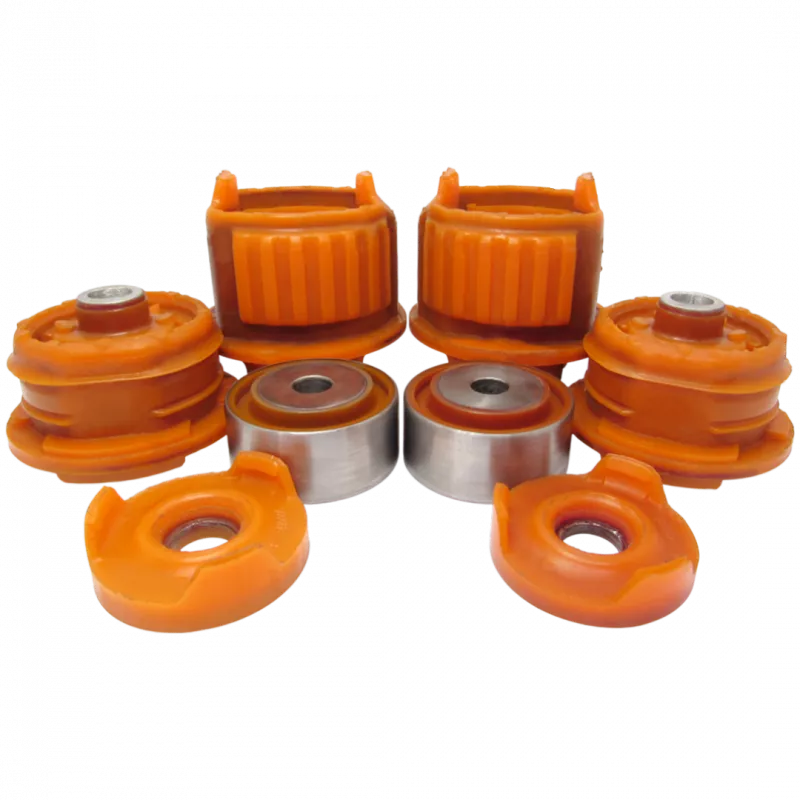 Поліуретановий комплект сайлентблоків заднього підрамника Mercedes-Benz 210 1995-2002 A 210 350 59 08, 10257, 510556S, 400 911 755, 35702, C8958, 15024 01, ME-RK-7990, 10 79 0014, 849315 KIT, 77-10068-SX; A2103505908; A 140 500 00 00, A 129 351 21 42, 12399, 1350100600, ME-BS015, ME-BS015, 77-00987-SX, 401 327; A 202 350 96 08, A 202 350 58 08, A 140 350 49 41, A 140 350 45 41, A 210 351 19 42, A 140 350 88 08, 5127 690AA, 5127690AA, 51267, 25430 01, 25431 01, 10 93 6486; A2023509608, A2023505808, A1403504941, A1403504541, A2103511942, A1403508808, 2543001, 2543101, 10936486; A 202 350 35 08; A2023503508; A2103505808, 271490, FT2167, 5189, 14899, 510554S, 400 538 755, 560550, 35733, 1350101310, C8957, 19946 01, 19946 02, 24069, 36973, 014 035 0026,  EM4786, RH20-3002, 2606017, 849314 KIT, V30-7331; A 210 350 58 08;